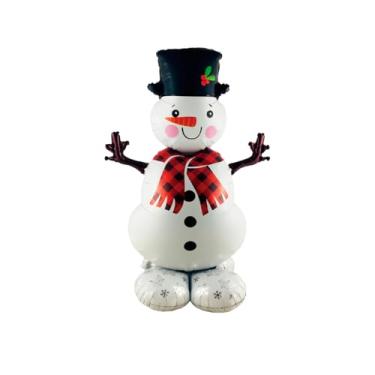 Imagem de Balão Personalizado Boneco De Neve 132Cm Decoração Gigante Com Canudo