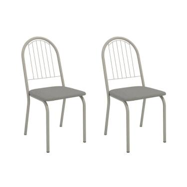 Imagem de Kit 2 Cadeiras De Cozinha Noruega 2c077nk Aço 2 Un Niquel-boucle Cinza - Kappesberg