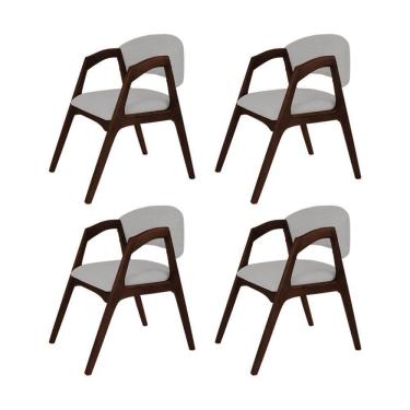 Imagem de Conjunto Com 4 Cadeiras De Jantar Estofada Gabriela Castanho Linho Cinza Prata