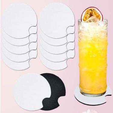 Imagem de 10 peças de porta-copos de carro de sublimação de abertura circular tapete de copo de borracha impressão de transferência de calor para carro (2,75 x 2,75 x 0,12 polegadas) branco