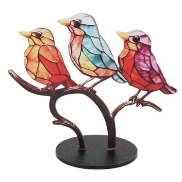 Imagem de Ornamentos de ramos de pássaros, decoração criativa para casa, flores, ornamentos decorativos de animais, decoração de mesa para casa, acessórios de armário de vinho (3 pássaros na mesma direção)