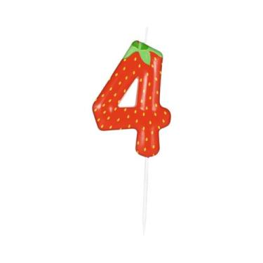 Imagem de Velas De Aniversário Vermelhas De Morango Para Meninas 0-9, Topper De 