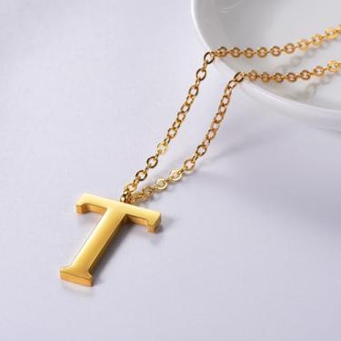 Imagem de Colar com pingente de alfabeto e letra de aço tainless, One Size, Aço inoxidável, Sem Pedra Preciosa