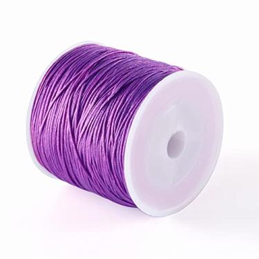 Imagem de 100 jardas/rolo 0,8 mm fios trançados de nylon roxo chinês cordão para joias cordão de miçangas para artesanato faça você mesmo Kumihimo pulseiras de macramê para fabricação de suprimentos