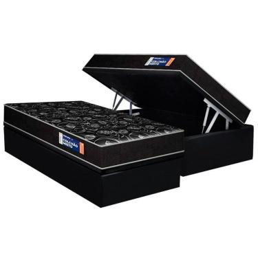 Imagem de Conjunto Box Baú Solteiro: Colchão Espuma Plumatex D28 Isopluma + Base Crc Suede Black (88x188)