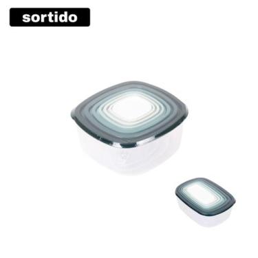 Imagem de Kit 7 Potes de Plástico com Tampa Sortido 100ml, 200ml, 500ml, 1L, 1,5