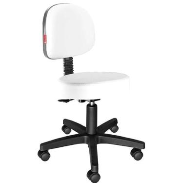 Imagem de Cadeira Mocho C/Encosto Giratório Estética Massagista e Tatuador, Rosa Pink Direto da Fábrica(Branco)