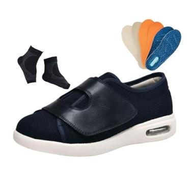 Imagem de Calçado Idosos Com Edema Diabético Ao Ar Livre, Calçado Para Diabéticos Masculinos Com Alça Larga E Respirável Para Caminhada, Acolhedora Edema Artrite Respirável, Fascite Inchaço(Dark Blue,47 EU)
