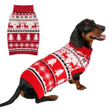 Imagem de BAOBICUTE Suéteres de Natal para cães pequenos, médios, grandes, meninas, meninos, malha de gola rolê, suéter duplo para cães, roupas de inverno, grosso, quente, para animais de estimação, estampa de