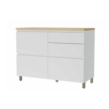 Imagem de Balcão De Cozinha Rainha 1 Porta E 4 Gaveta C/ Tampo 120 Cm Branca/nature - Nesher