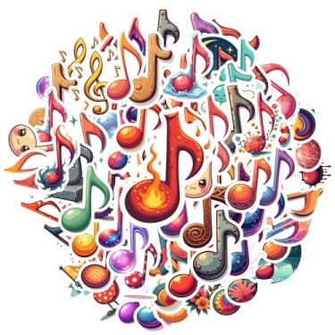 Imagem de 70 peças de instrumentos musicais padrões de decoração adesivos de brinquedo graffiti decalques adesivos decorativos para notebook, bagagem, celular, copo, guitarra, faça você mesmo, bicicleta, skate