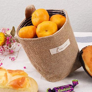 Imagem de Sacos de armazenamento para pendurar na parede, cesta de armazenamento de linho, cesta dobrável para pendurar na parede, caixa organizadora de família, bolsa decorativa 9 x 9 x 14 cm