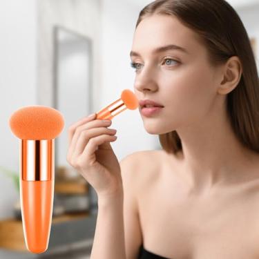 Imagem de Esponja de maquiagem com alça cunha cogumelo pó puff para base beleza cosméticos esponja esponja pincel maquiagem esponja (laranja)