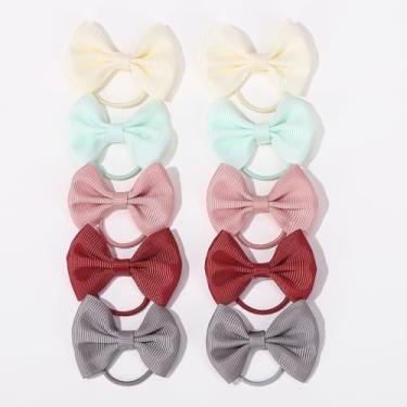 Imagem de Laços de cabelo com laços, 10 peças de prendedores de rabo de cavalo pequenos elásticos elásticos elásticos de 5 cm para jovens