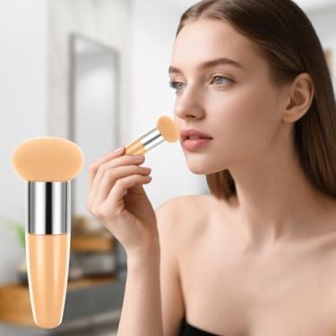 Imagem de Esponja de maquiagem com alça de cunha de cogumelo em pó para base beleza cosméticos esponja esponja pincel de maquiagem (marrom claro)