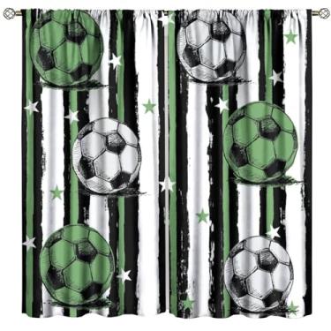 Imagem de Fblifil Cortina esportiva de futebol em aquarela com desenho animado com estampa de bola de futebol para meninos, meninas, crianças, adultos, homens, mulheres, quarto, sala de estar, 107 cm L x 114 cm