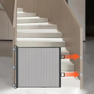 Imagem de Portão para cães para escadas e portas, portões de animais de estimação para casa, portão de tela de tela para cães com escala automática para animais de estimação, 150 cm L x 78 cm A