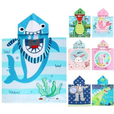 Imagem de Toalha de praia com capuz NovForth Kids para meninos e meninas, microf