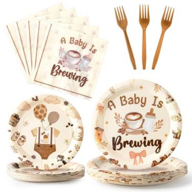 Imagem de Conjunto de talheres de festa K1tpde Coffee Baby Shower - 96 unidades