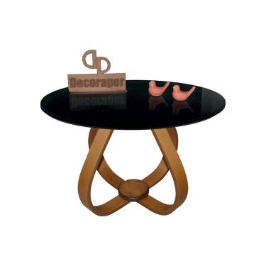 Imagem de Mesa De Centro Cebola Com Vidro 70cm Preto 35cm