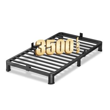 Imagem de VIPSHOW Estrutura de cama dupla resistente de 1,587 kg com pernas de canto redondo e design anti-rangido – Plataforma de metal de montagem rápida, sem necessidade de mola de caixa