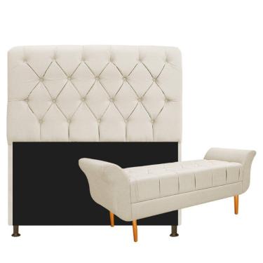 Imagem de Kit Cabeceira Lady Recamier Ari 90cm Bege
