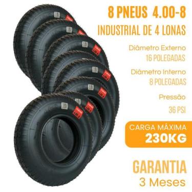 Imagem de 8 Pneus TOAK 4.80 4.00.8, Aro 8, fabricado em 4 lonas, ideal para carr