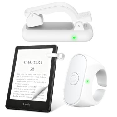 Imagem de Anel virador de página para Kindle, virador de página de controle remoto para Kindle Paperwhite Oasis Scribe Kobo, projetado para capas grossas clicker virador de página para iPhone, iPad, tablets