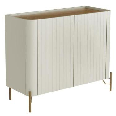 Imagem de Aparador Buffet Sala De Jantar 2 Portas Brise Pés Industrial Dourado N