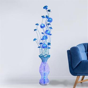 Imagem de Luminária de chão nórdica moderna com estampa floral, em alumínio, para sala de estar, sofá, quarto, casamento, com LED, originalidade e design decorativo (Estilo 6)