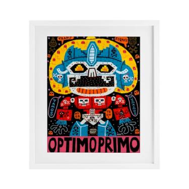 Imagem de Stupell Industries Impressão emoldurada branca com colagem de personagens robóticos icônica sob vidro, design de Jorge R. Gutierrez, 53 x 43 cm