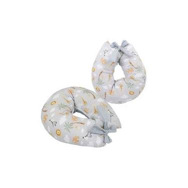 Imagem de Almofada de Amamentação com Zíper e Refil – Diversas Estampas para Meninos e Meninas, Conforto e Praticidade (SAFARI CINZA)