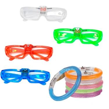 Imagem de Kit Festa Led Óculos E Pulseiras Coloridas Silver Festas 200 Peças