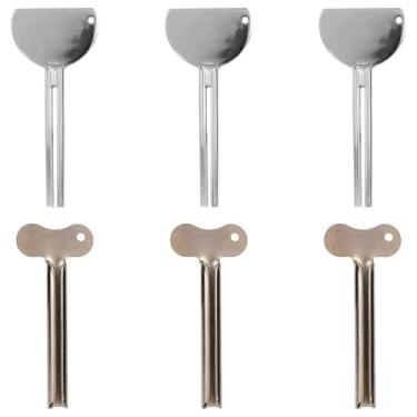 Imagem de 6 Peças Espremedor de Pasta Dente, Espremedor de Tubo Metal Chave Ferramenta Rolo para Pasta Dente para Tinta Creme Cosméticos Tintura Cabelo