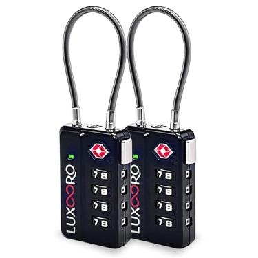 Imagem de LUXOORO Cadeado de bagagem aprovado pela TSA Tool-Less com indicador de alerta, combinação redefinível de 4 dígitos, fechaduras de viagem de liga de zinco duráveis para mala, mochila, caixa de