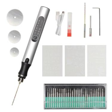 Imagem de Mini máquina de gravação elétrica caneta gravadora com caneta de gravação recarregável e 36 bits, ferramentas sem fio, joias gravadas, vidro, metal, resina de madeira, moldes de padrão incluídos