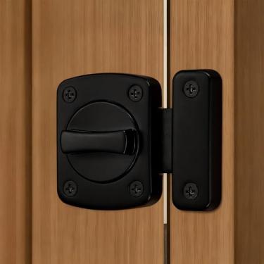 Imagem de 1 fechadura de segurança antirroubo giratória 180° multiuso segurança doméstica compacta quarto banheiro fechadura silenciosa (preto-pequeno, 4,8 x 4,1 x 1,2 cm)