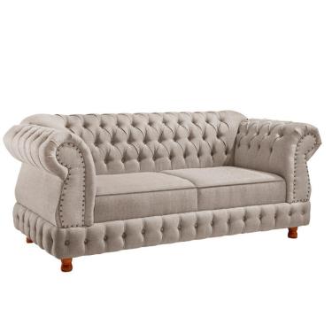 Imagem de Sofá Chesterfield Moscatto 3 Lugares Via Encanto Linho Crú