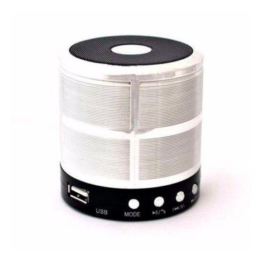 Imagem de Caixa De Som Bluetooth Recarregável Mini Speaker Portátil Usb Micro Sd Auxiliar Ws-887 Prata .