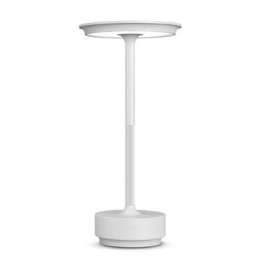 Imagem de FDIDC Candeeiro de mesa recarregável sem fio, luz de mesa portátil de LED de 5000 mAh, luminária de mesa de 3 cores com regulação contínua para uso ao ar livre/restaurante/pátio. (cinza claro)