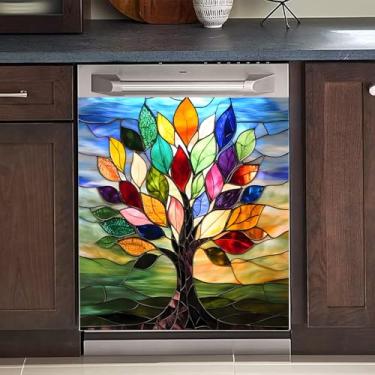 Imagem de BVBOX Capa magnética para lava-louças 58,4 cm L x 66 cm A, capas magnéticas reutilizáveis de geladeira, ímãs de lava-louças, capa decorativa para porta de geladeira, painel adesivos para