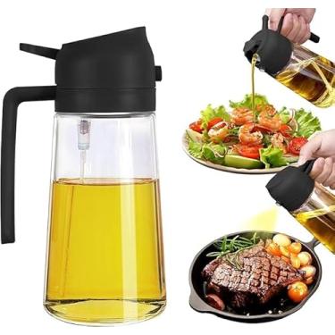 Imagem de Pulverizador de óleo para cozinhar – Garrafa de vidro de 473 ml com bocal de névoa fina – Ideal para azeite, fritadeiras a ar, saladas, grelhar e assar (preto)