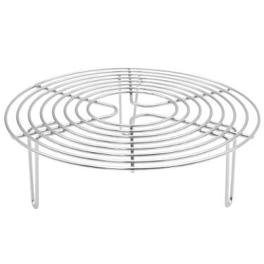 Imagem de Prateleira para cozinhar a vapor, aço inoxidável 304 de grau alimentício, para fritadeira a ar, panelas, panela de pressão, altura de 24 cm, design espesso, 4 pernas estáveis inclui