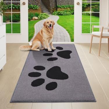 Imagem de Buganda Tapete de porta de cachorro para patas enlameadas, captador de sujeira absorvente, lavável, tapete de lama de perfil baixo antiderrapante para cães, tapete de porta de entrada frontal para