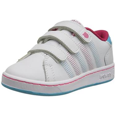 Imagem de k-SWISS Tênis Lozan com 3 tiras (criança pequena), Botão branco/framboesa/solteiro, 12.5 Little Kid