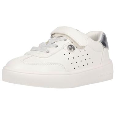 Imagem de Michael Kors Tênis feminino Jem Scotty Ps, Branco/prata metálico, 6 Toddler