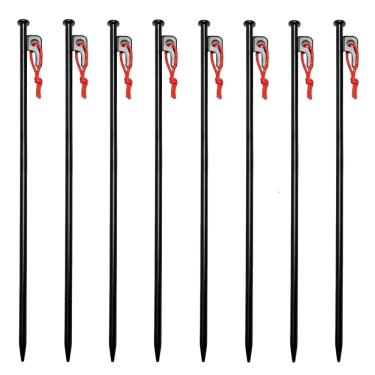 Imagem de Pacote com 8 estacas de barraca de aço resistente para acampamento âncoras de metal não enferrujadas para acampamento, trilhas, clima ventoso na praia