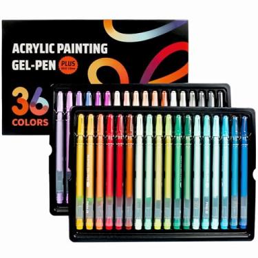 Imagem de Smilo Conjunto de canetas de gel acrílico de 36 cores, marcadores de tinta 3D com ponta de bala de 1,0 mm para colorir adultos, papel preto, pedra, vidro e artesanato DIY – Canetas de gel opacas