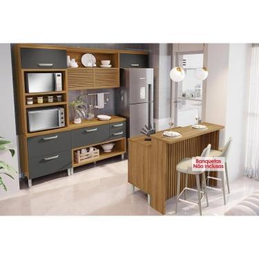Imagem de Cozinha Completa Princesa 5 Peças (1aéreo+2balcões+1paneleiro+1ilha) C6p61 Freijo-grafi...