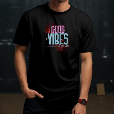 Imagem de Camiseta Masculina Polo Blu Good Vibes Confortável em Algodão do P ao G1-Masculino